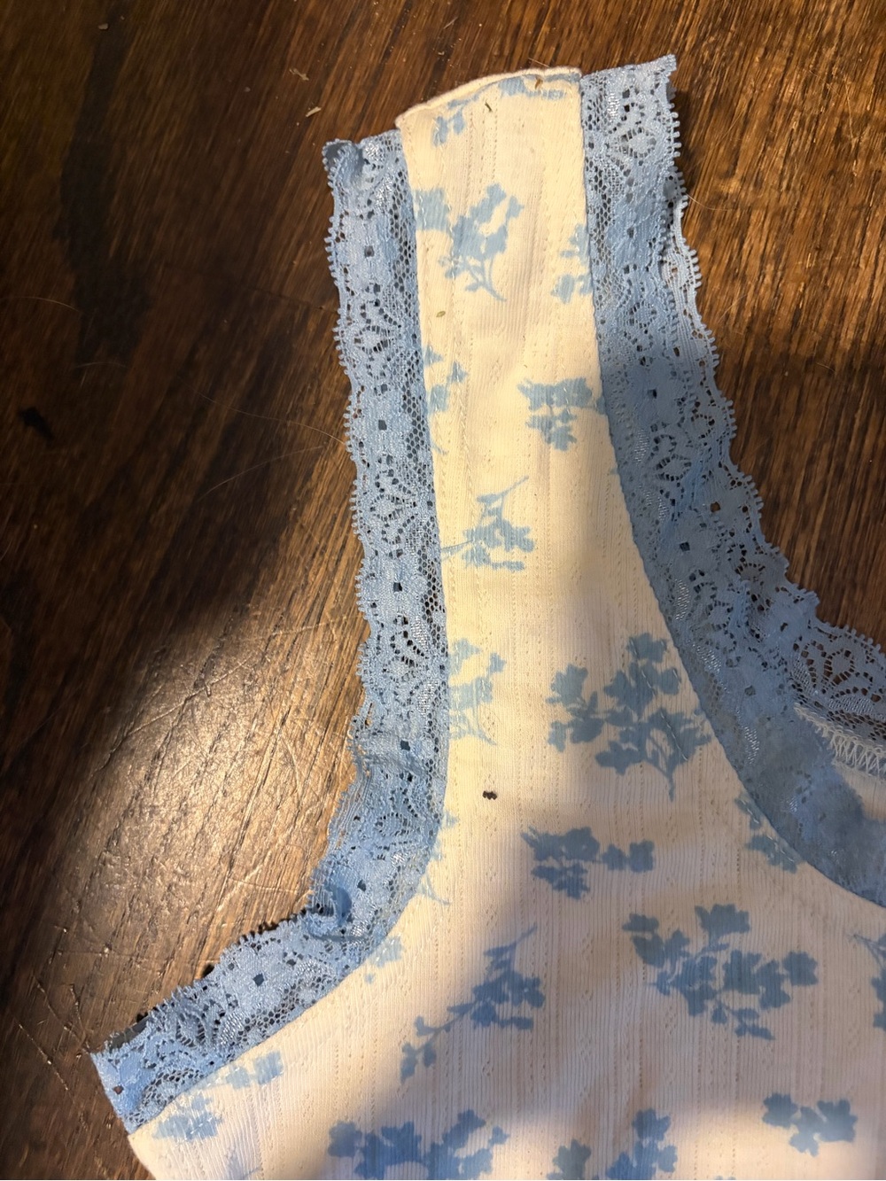 Cider Cream & Light Blue Floral Lace-Trim Bodysuit - Picture 5 of 6